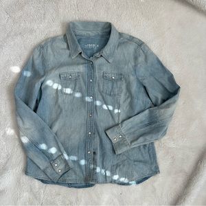 Gap Denim Chambray Button Down Western Cowgirl Boho Shirt